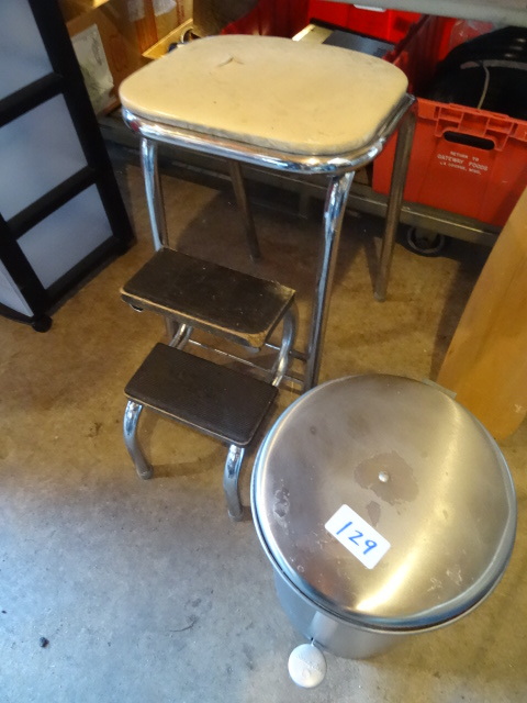 lot 129 image: Foot operated garbage can. Vintage ...
