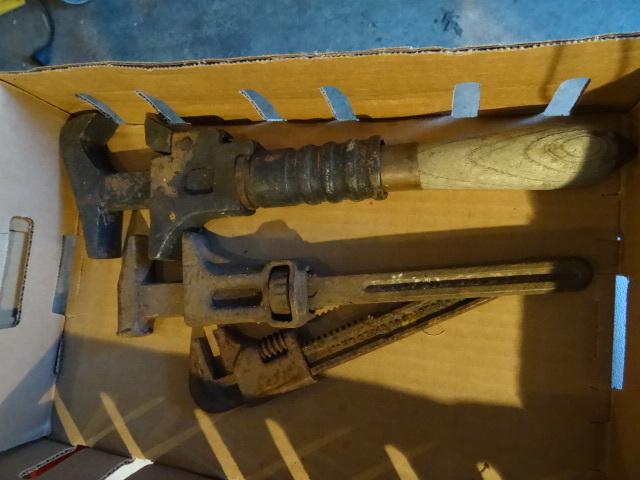 lot 147 image: 3 vintage pipe wrenches...