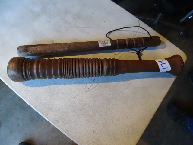lot 174 image: 2 vintage billy clubs. Night sticks...