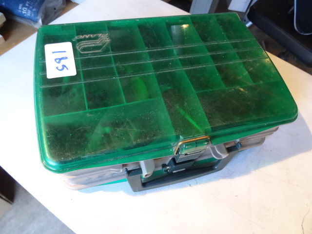 lot 185 image: Plano fish tackle box. Double sided...