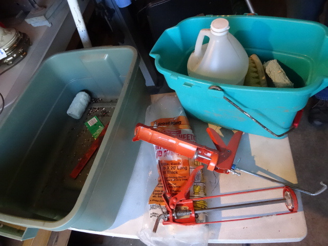 lot 215 image: Plastic sheeting. Caulking guns. To...