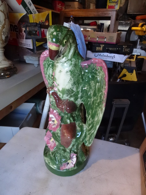 lot 218 image: Ceramic parrot. 18 tall...