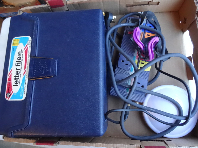 lot 274 image: Letter file box. Outlet strip. Batt...