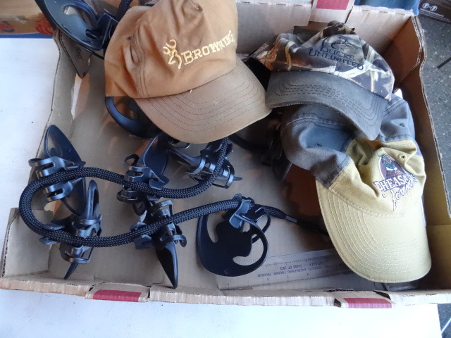 lot 277 image: Misc hats nad hat holder. Key ring....