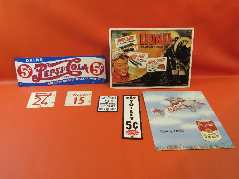 lot 356 image: Collectible Tin Signs