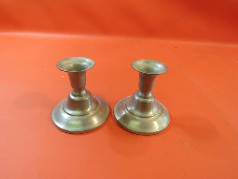 lot 395 image: Matching Pewter Candle Holders