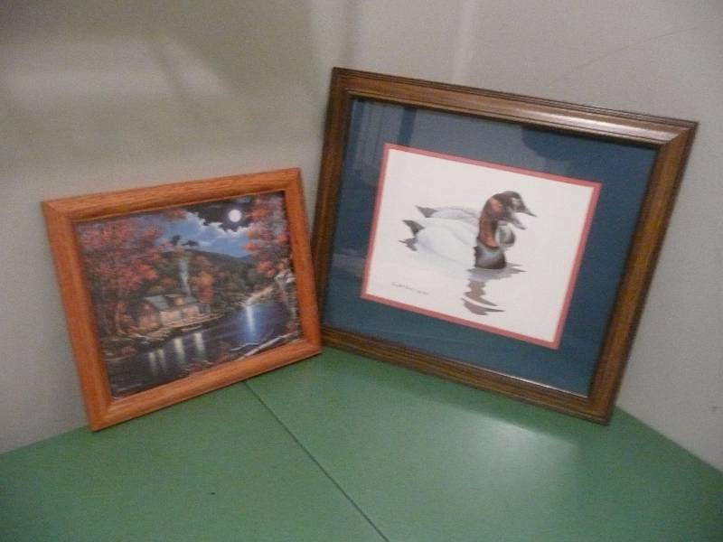 lot 16 image: 2 Art Pieces - Mallard & The Cabin - Nice Pieces In Good Condition - See Pictures