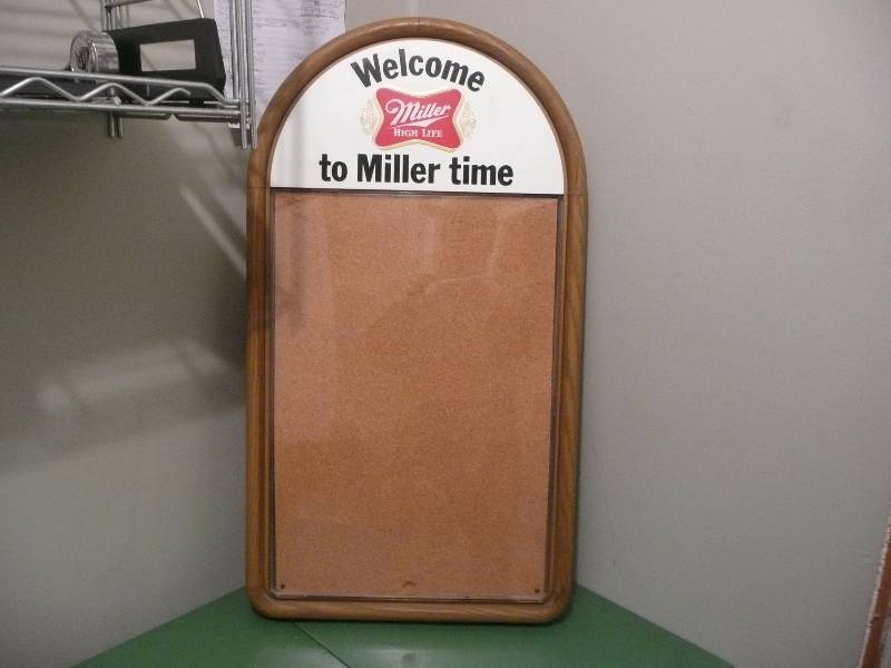 lot 34 image: NOS - Welcome To Miller Time, Miller High Life Tac Board - Approx 8Wide 33high