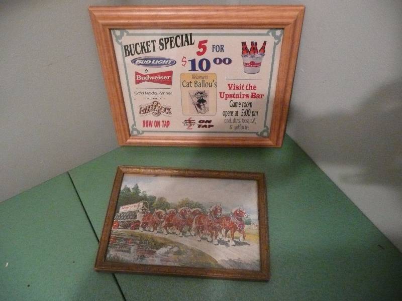 lot 49 image: 2 Vintage Advertising Pieces Meister Brau & Cat Ballous