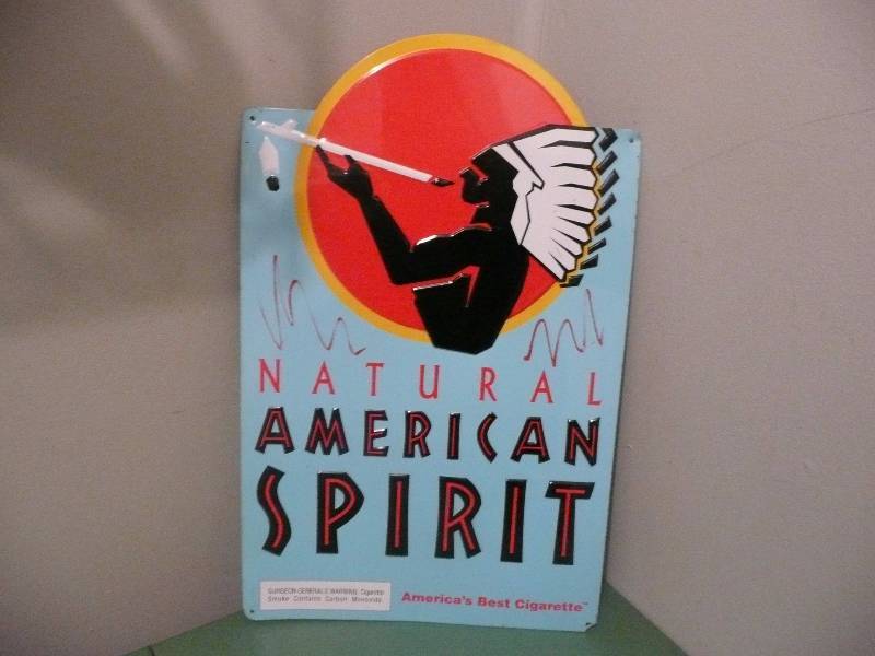 lot 59 image: American Spirit Advertising Metal Sign - Approx 12wide 19high