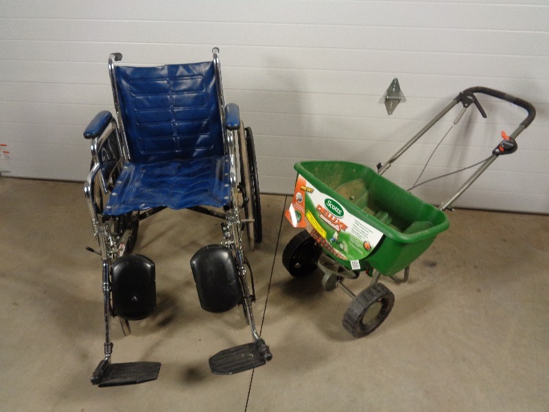 lot 146 image: Wheelchair and Lawn Spreader