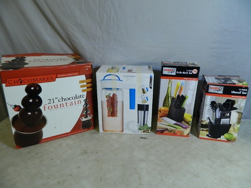 lot 160 image: Chocolate Fountain, Knife Block Set, and More