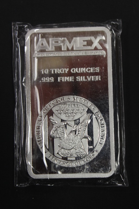 lot 6 image: 10 Ounce APMEX .999 Silver Bar