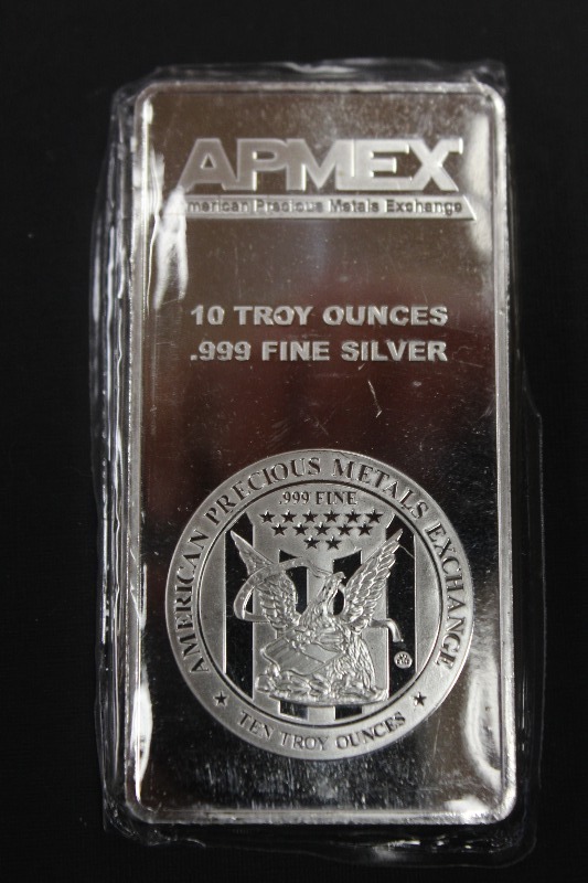 lot 7 image: 10 Ounce APMEX .999 Silver Bar