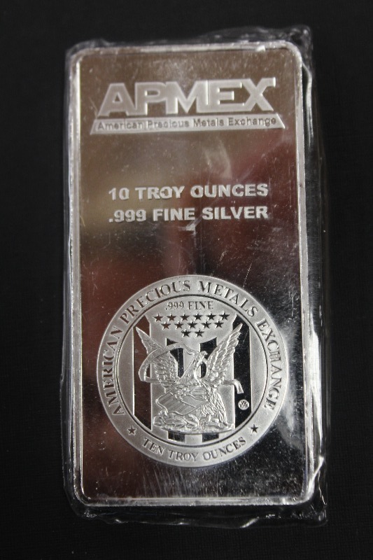 lot 8 image: 10 Ounce APMEX .999 Silver Bar