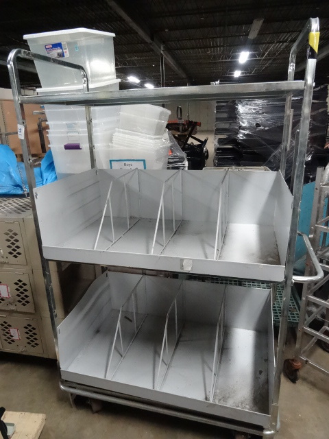 lot 166 image: 3 tier cart on wheels. Cubbys are r...