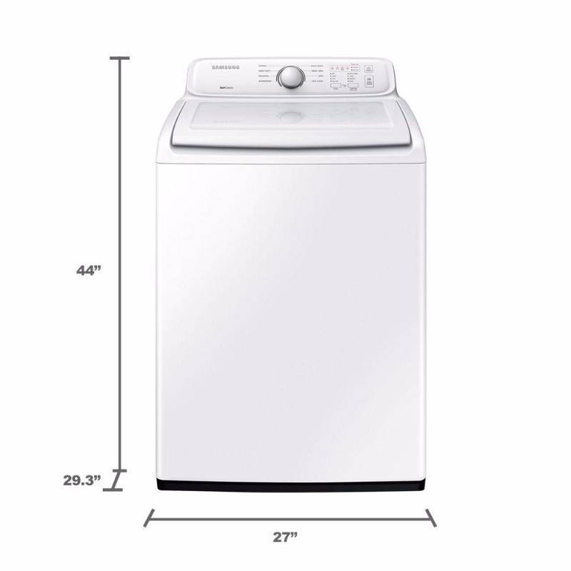 lot 3 image: New - Samsung WA3000 Top-Loading Washer - White - Samsung  Top-loading  4 cubic foot  High Efficiency  Energy Star  27 inches wide  29.3 inches deep  44 inches high - MSRP $ 799.99
