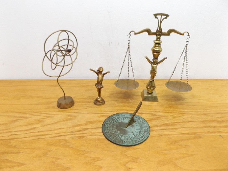 lot 3 image: Lot of Brass Balance Scale, Sculpture, etc.