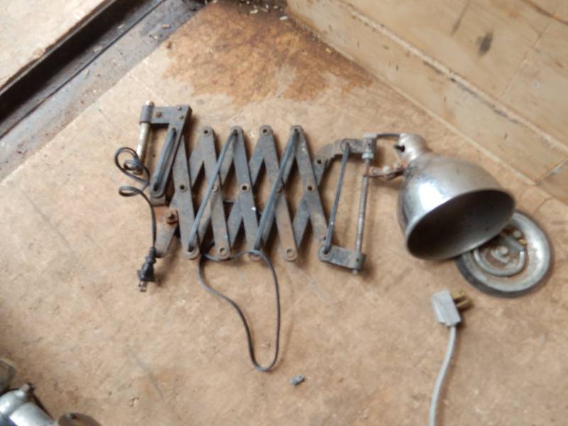 lot 56 image: Very rare industrial scissor light fixture. Works great