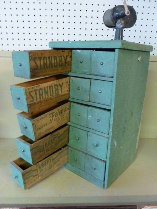 Vintage Cheese Box Shop Organizer