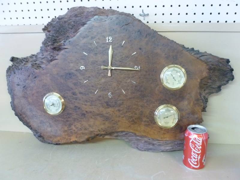 Walnut Slab Wood Clock  Weather Station