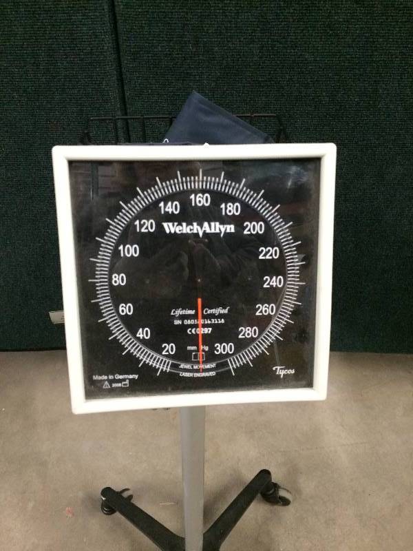 lot 60 image: Retails Used $400 Welch Allyn Tycos 509 Aneroid Sphygmomanometer with 2 Cuffs and Mobile Stand