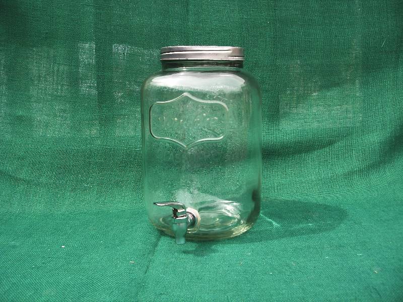 lot 41 image: LARGE Vintage Glass liquid despenser with spout