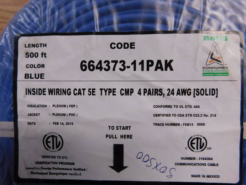 lot 30 image: NEW Rohs 500ft Inside Wiring CAT5E