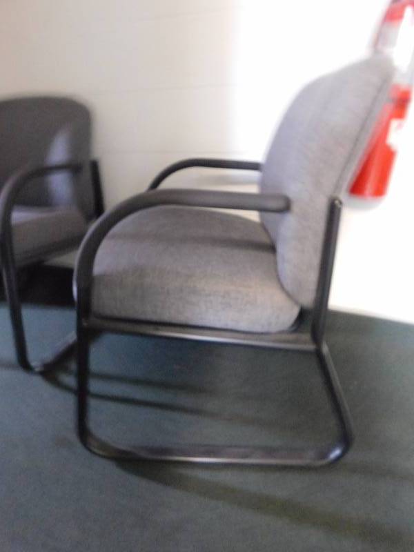 lot 59 image: Two Gray Reception Area Chairs