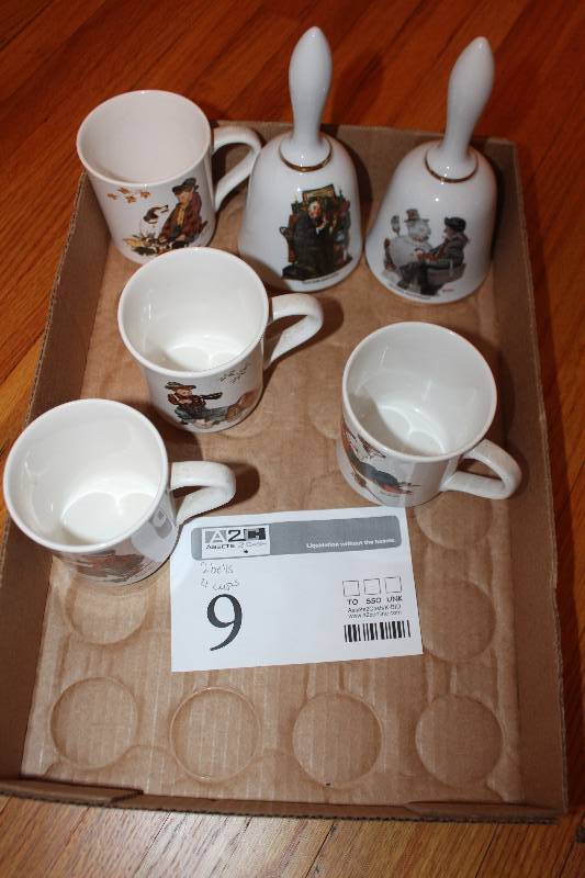 lot 9 image: Lot of (6) 1984 Norman Rockwell The Four Seasons Mug Collection A Boy And His Dog Collectible Ceramics