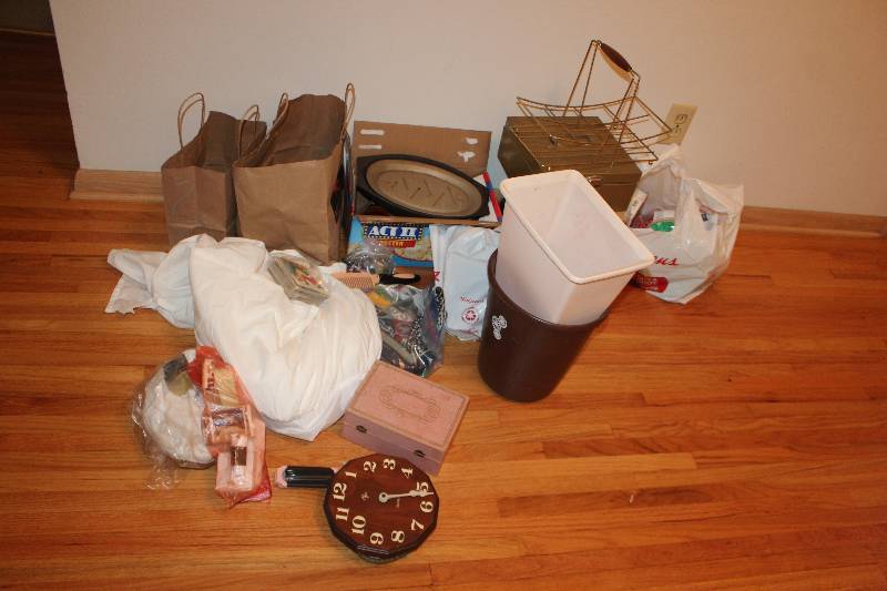 lot 10 image: Floor Lot Includes Wall Clock, Knick Knacks