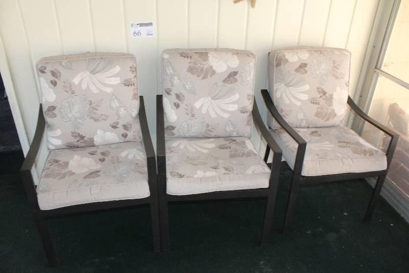 lot 66 image: Lot of (3) Patio Chairs w Cushions