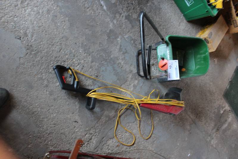 lot 76 image: Toro 12in. Corded Weed Whip, Scotts Basic Broadcast Lawn Spreader