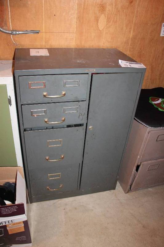 lot 51 image: 1-Door 4-Drawer Metal File Cabinet