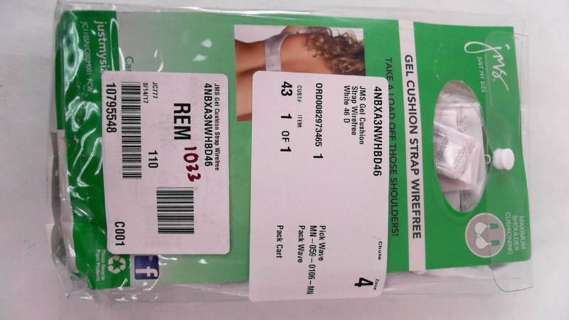 lot 1033 image: Womens JMS Gel Cushion Strap Wirefree White Bra  Brassiere  Brasier - Size 46 D