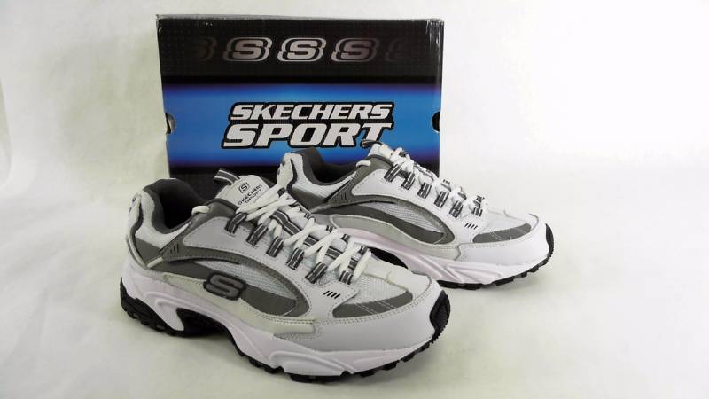 lot 1082 image: Mens Skechers MN Nuovo Jogger White-Charcoal Running Sneakers  Athletic Shoes - Size 10