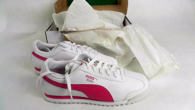 lot 1091 image: Unisex Childrens Boys  Girls PUMA ROMA BASIC PS White-Fuchsia - Size 3.5