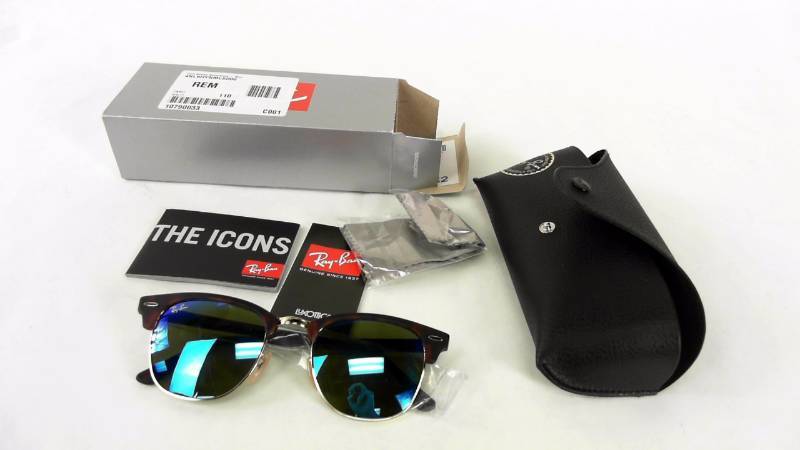 lot 1254 image: Mens  Unisex Ray-Ban Club Master Sunglasses - Blue Lens - Rayban