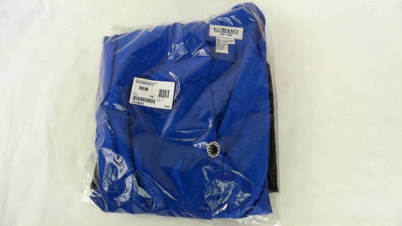 lot 1311 image: Womens Nubiano Wm Peplum Brooch Suit Black-Royal Jacket Top - Size 16W