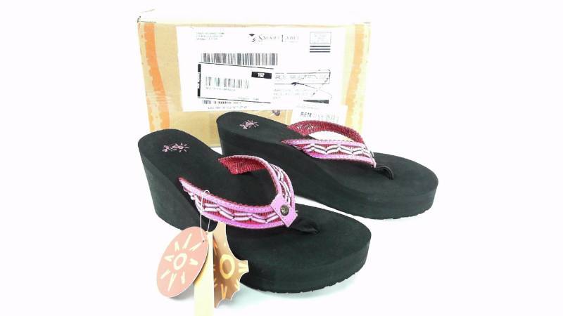 lot 1133 image: Womens LAMO SHEEPSKIN INC Wed Pink Sandals - Size 8