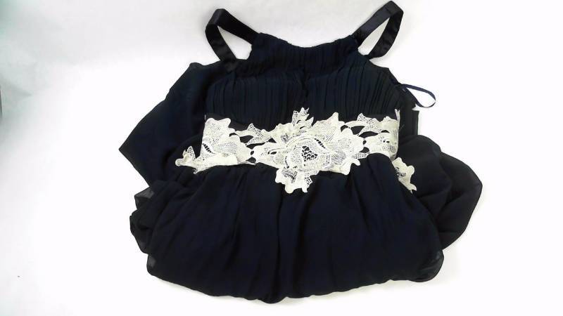 lot 1129 image: Womens High Front Crochet Det Navy Dress - Size 10