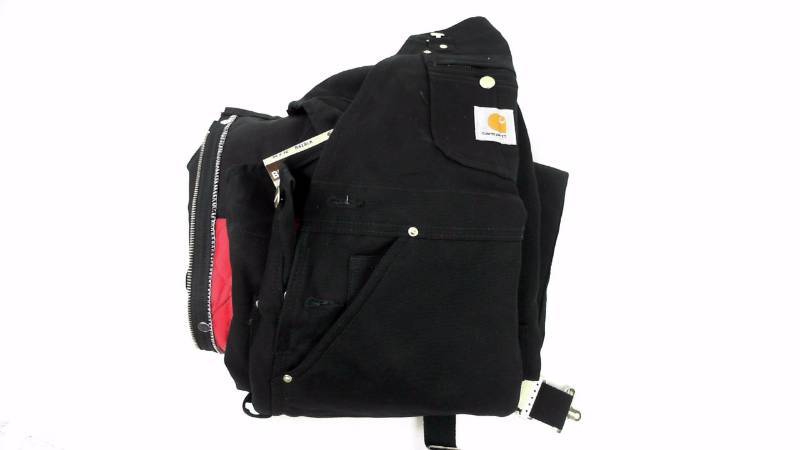 lot 1149 image: Mens Carhartt MN Quilt Ln Zip To Thigh Black Bib Overall Pants - Size 34W 32L