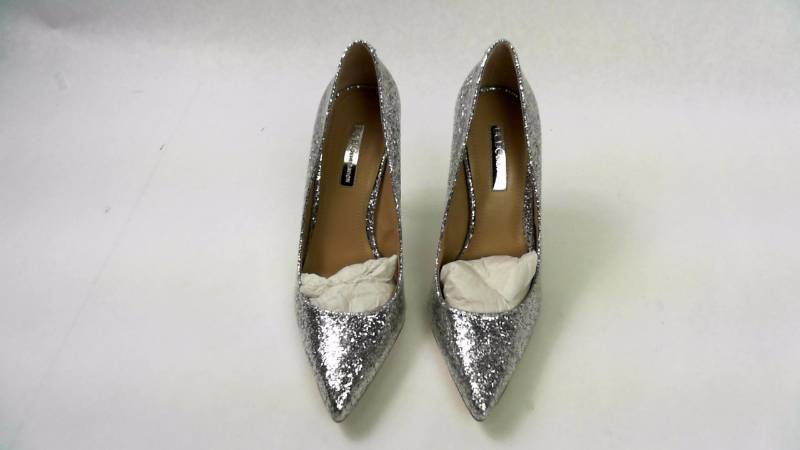 lot 1169 image: Womens BCBG WM POINTED TOE PUMP Silver High Hi Heel Shoes  Pumps - Size 7