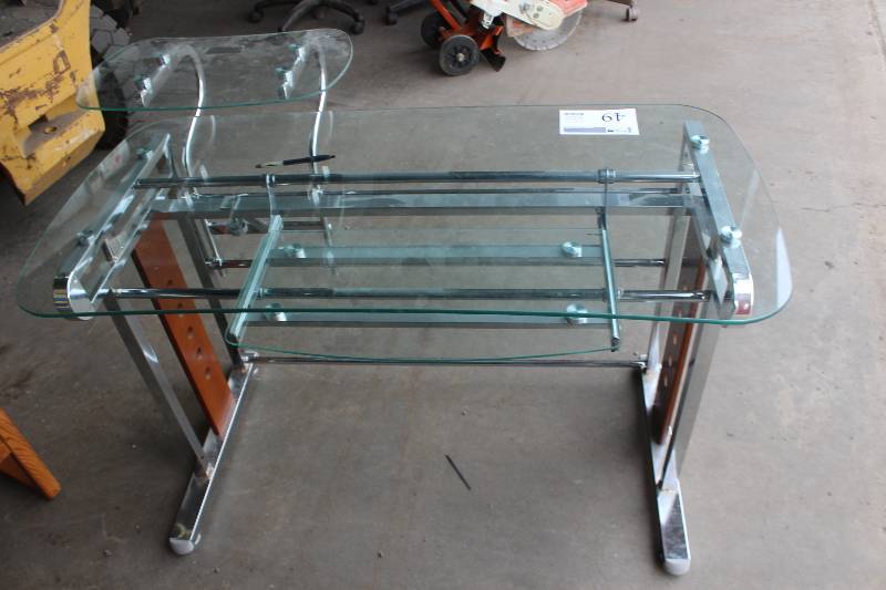 lot 49 image: Metal Glass Top Desk