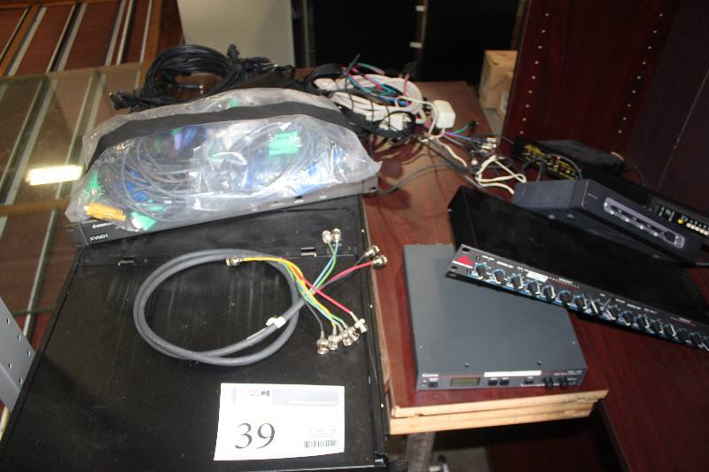 lot 39 image: Electronics Including Extron Video Scan Converter, DBX Professional CompressorLimiterGate, MiniView 8-Port VGA KVM Switch, Belkin Rack Mount Modem