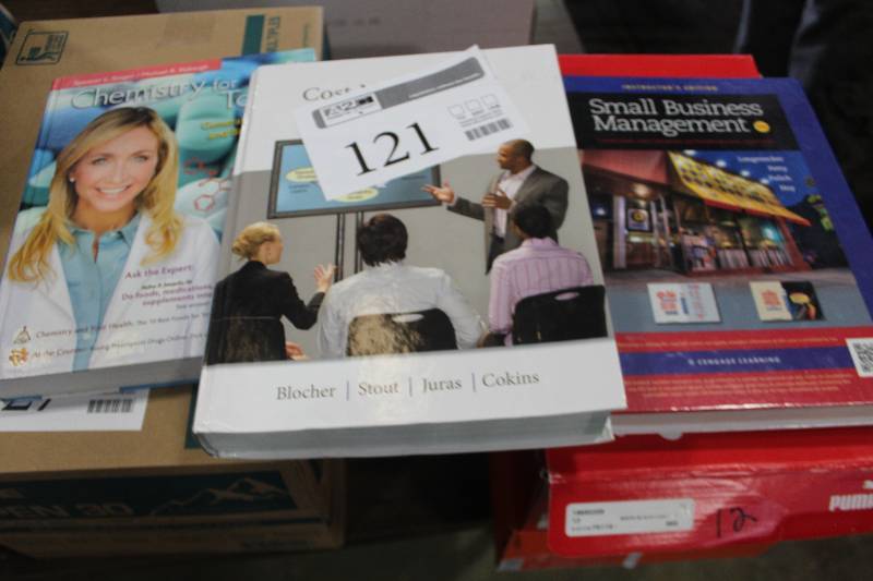 lot 121 image: Lot of Books Includes Cost Management, A Strategic Emphasis Small Business Management Chemistry For Today Barcode 34885,34886,34887 Case 14001039 Location Auc 3