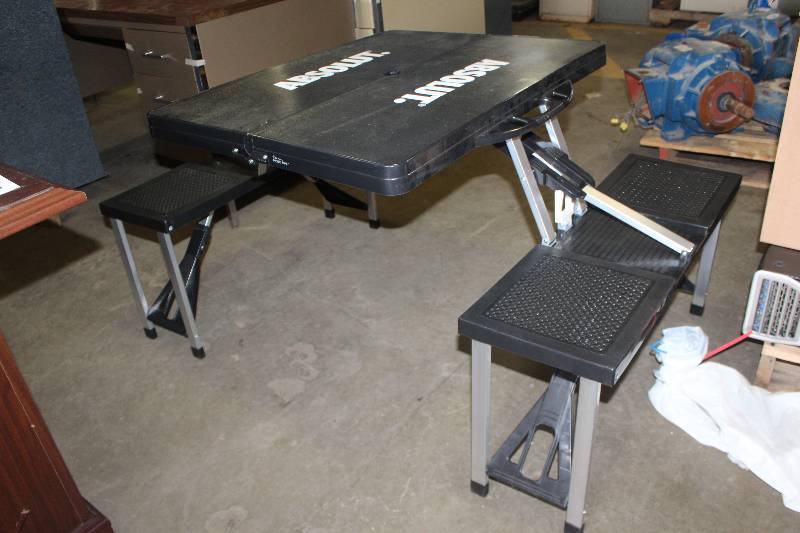 lot 279 image: Absolut Vokda Black Absolut Collapsable Picnic Table w Umbrella