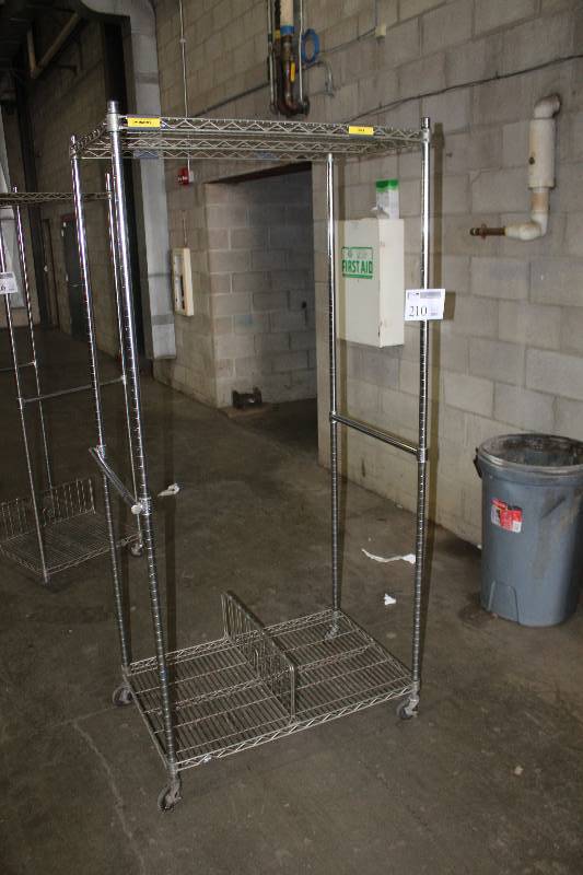 lot 210 image: Metal Adjustable Shelf Rolling Rack