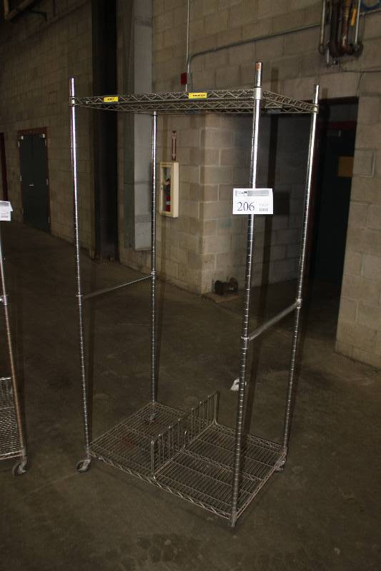 lot 206 image: Metal Adjustable Shelf Rolling Rack
