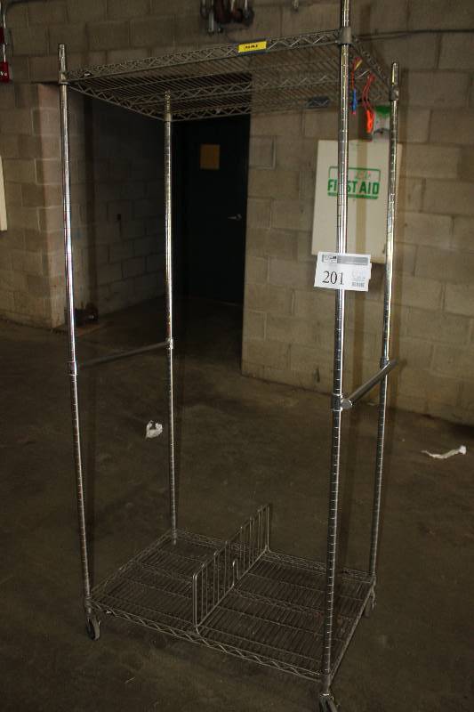 lot 201 image: Metal Adjustable Shelf Rolling Rack